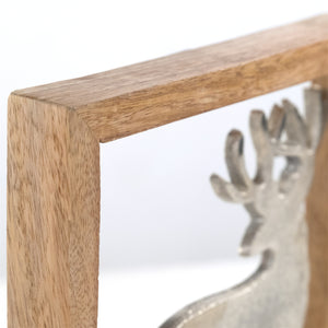 METALL WANDBILD | 20 cm, Metall, Mangoholz | Wanddeko