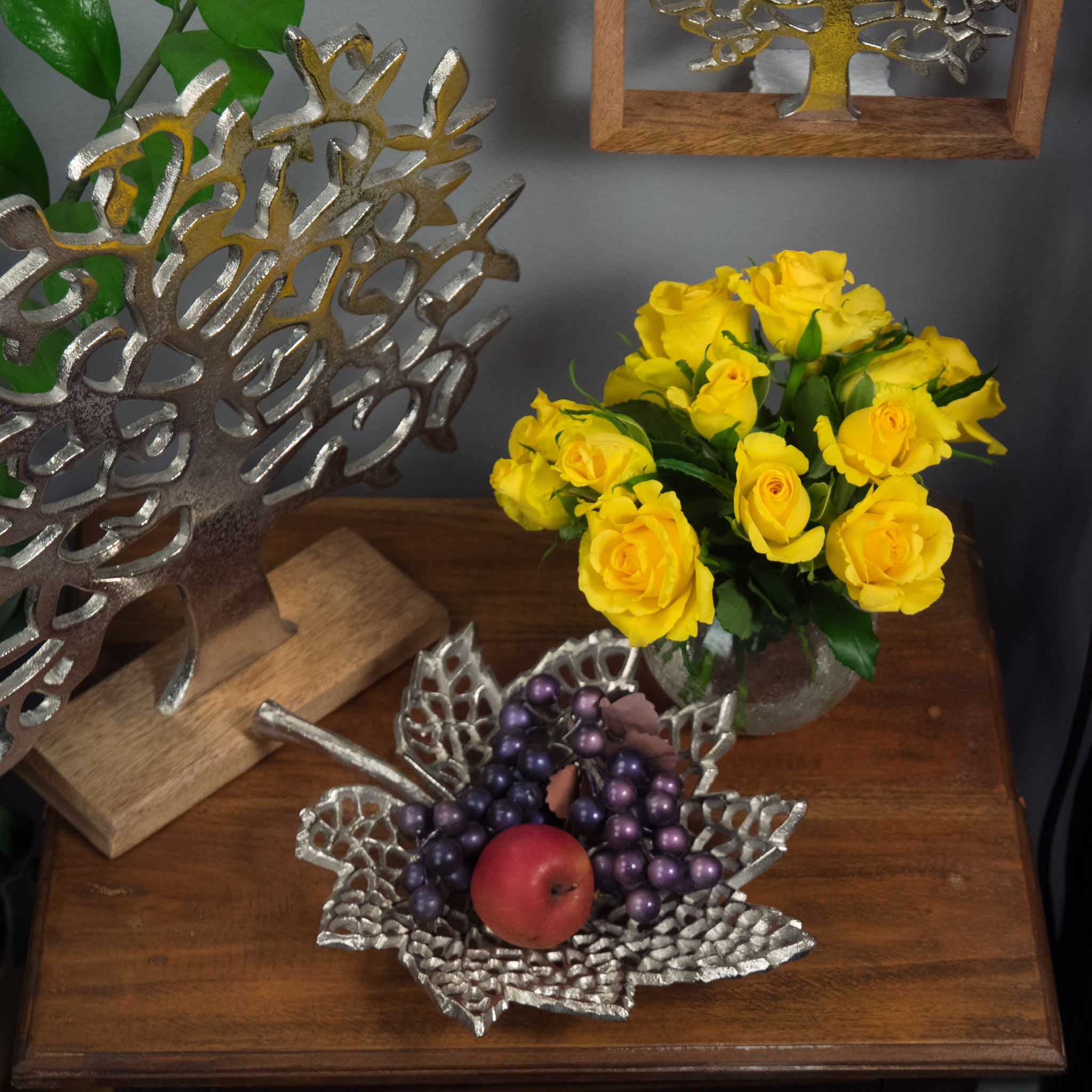 BLATT SCHALE "LEAF" | 2 Größen, Metall | Dekoschale silber