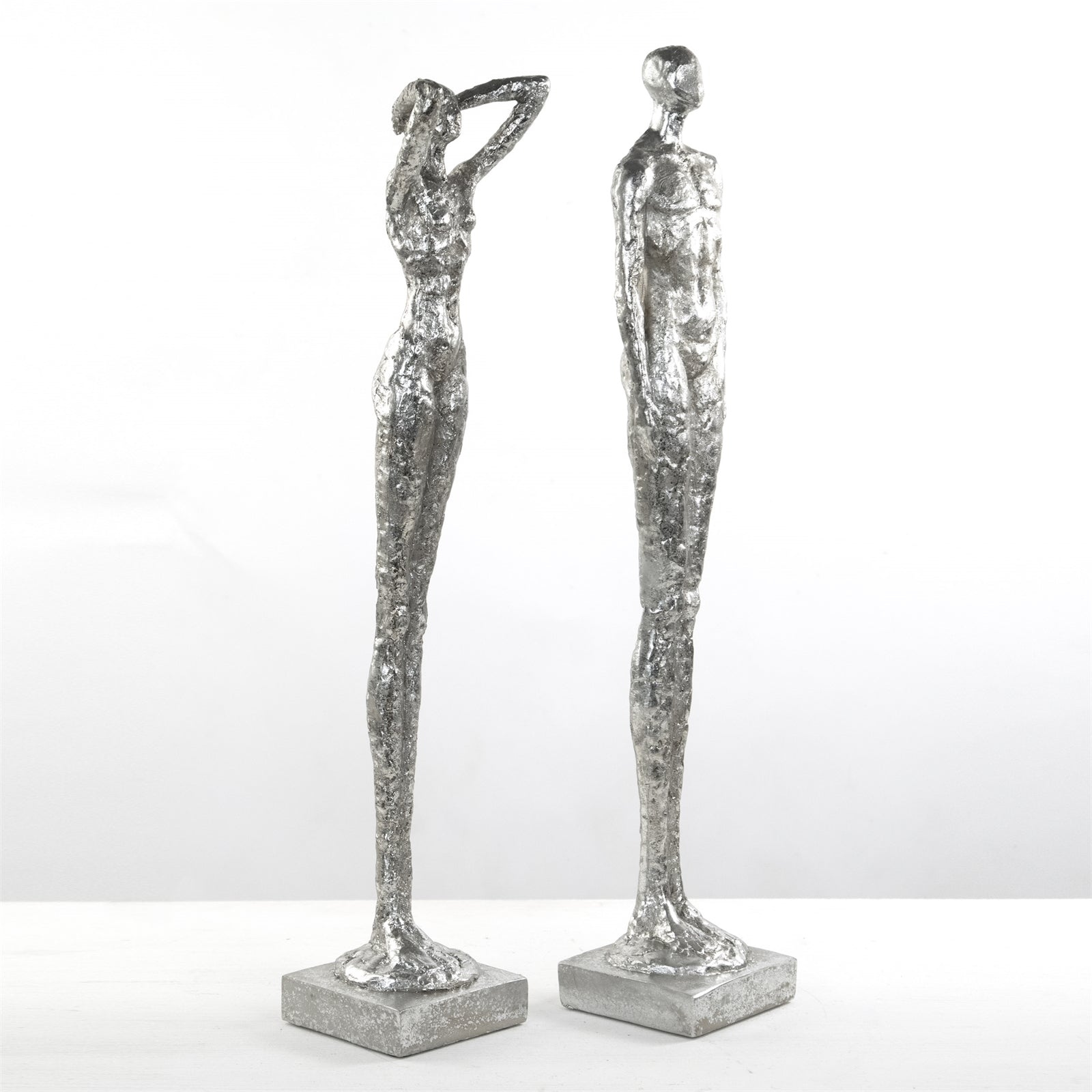 SKULPTUR "MILLENIUM" | Mann & Frau, Poly | silber Dekofigur