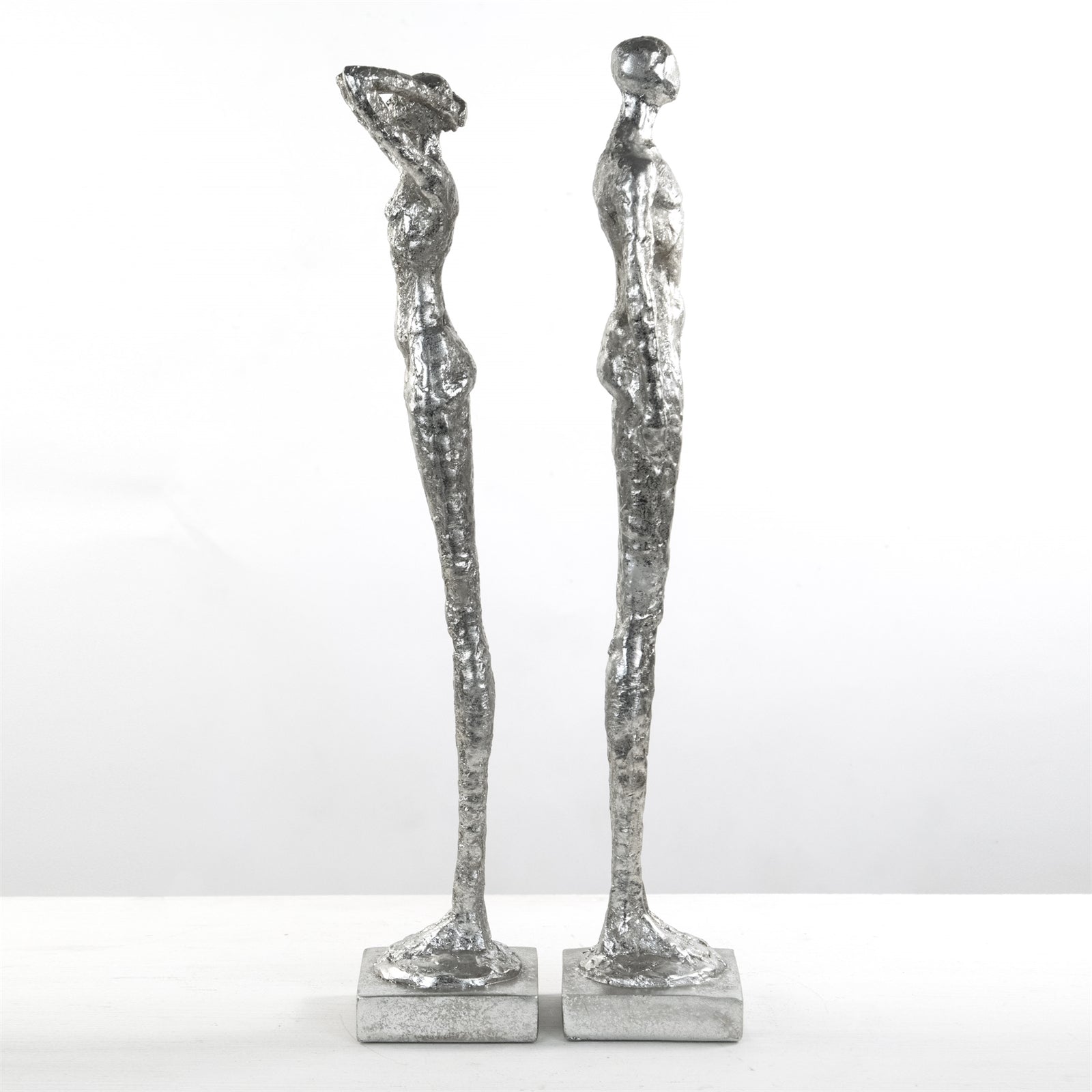SKULPTUR "MILLENIUM" | Mann & Frau, Poly | silber Dekofigur