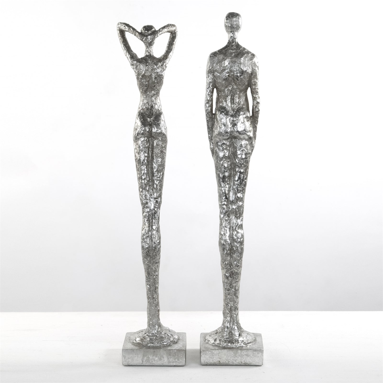 SKULPTUR "MILLENIUM" | Mann & Frau, Poly | silber Dekofigur