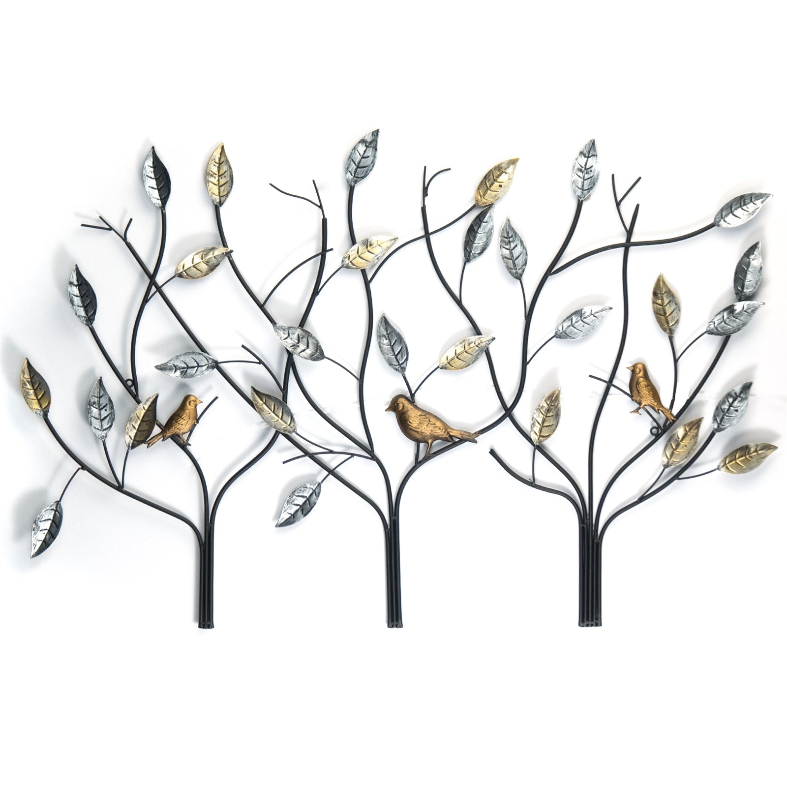 WAND DEKO "BÄUME MIT VÖGELN" | Metall, 104 cm | Metall Wandbild