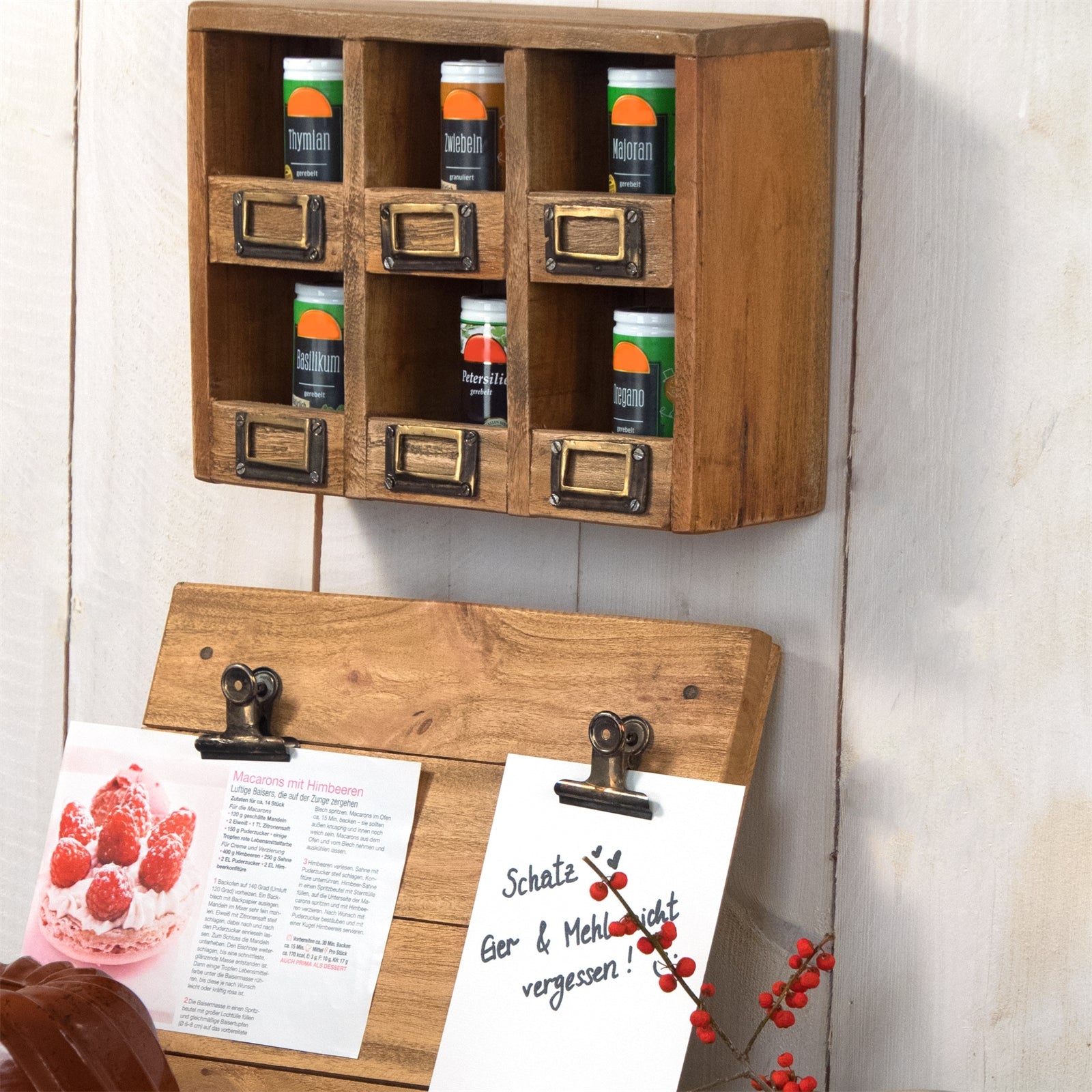 WANDREGAL "LIMA" | Mahagoni Holz, 6 Fächer | Holzregal