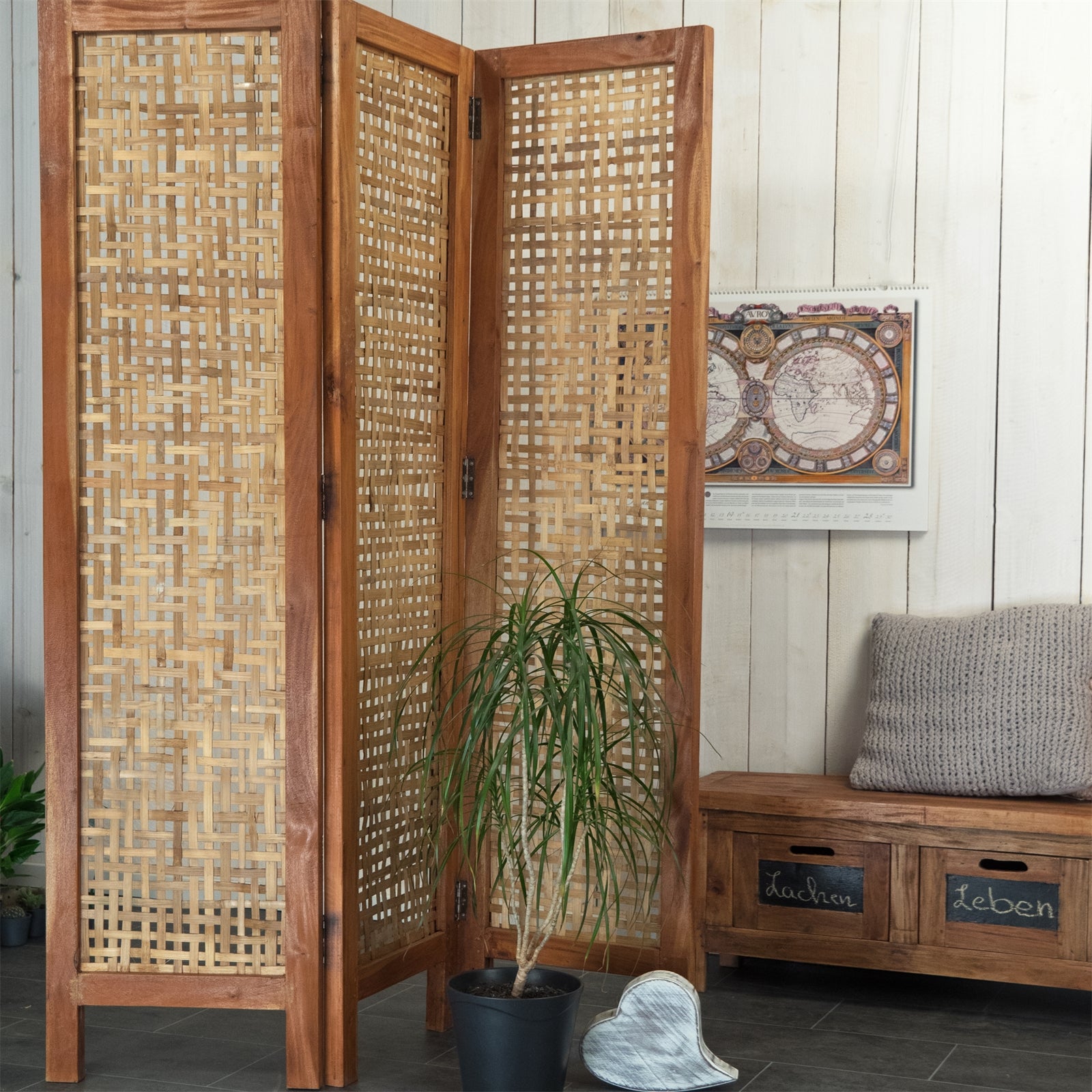 RAUMTEILER "MUMBAI" | 3-teilig, Mahagoni Holz | Paravent