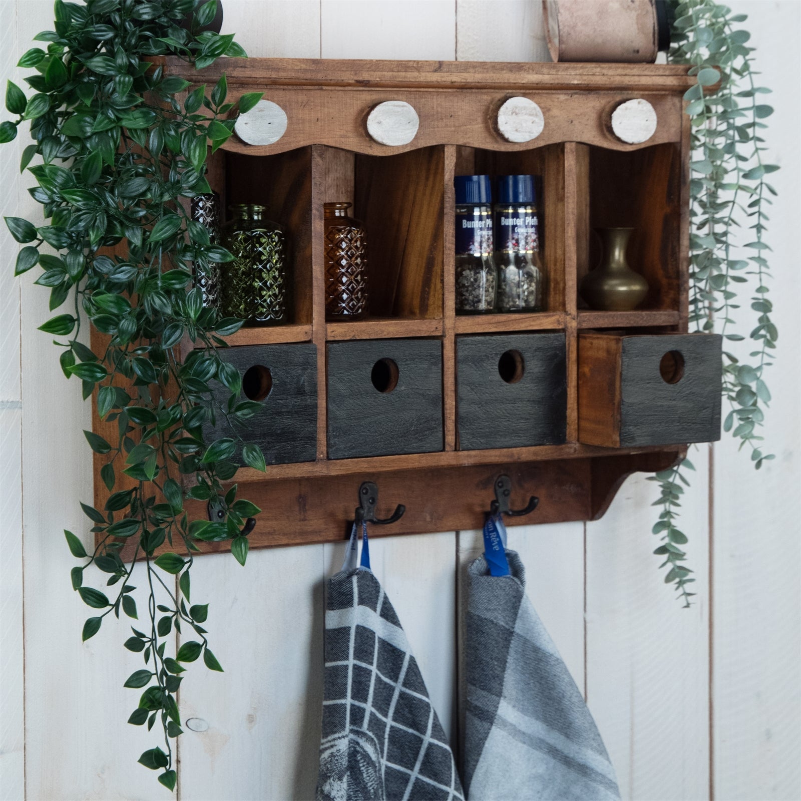 VINTAGE WANDREGAL "LUNA" | Mahagoni, 60 cm | Holz Küchenregal