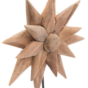 TEAK SKULPTUR "SUNFLOWER" | 2-teilig | Holz Aufsteller Blume