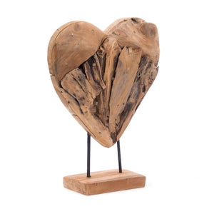 HERZ SKULPTUR "HEART 40" | Teakholz | Wurzelholz Herz Figur