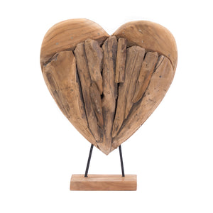 HERZ SKULPTUR "HEART 50" | Teakholz | Wurzelholz Herz Figur