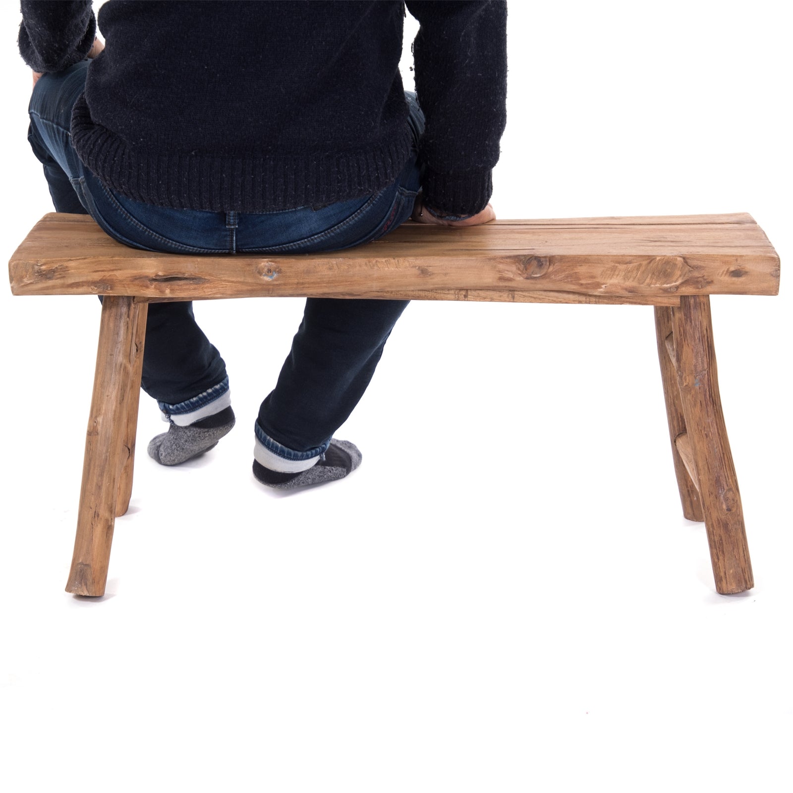 HOLZBANK "MALU 93" | Teakholz, 93x44 cm | Natur Sitzbank