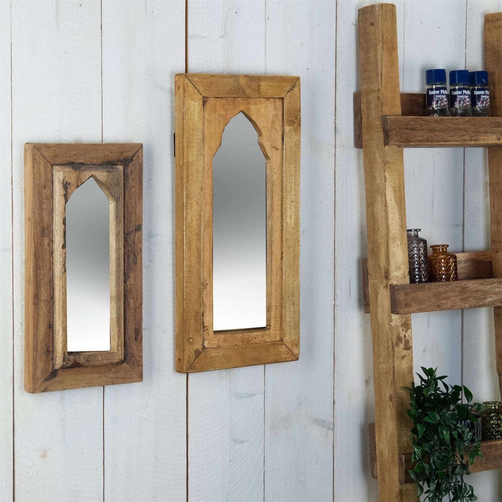 HOLZ WANDSPIEGEL"TARA" | 50 cm, Mahagoni & Teak Holz | Orient Spiegel