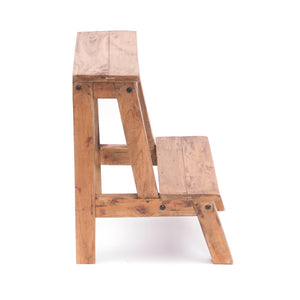 PFLANZEN HOCKER "FICUS" | Mahagoni Holz, 2 Stufen | Blumentreppe