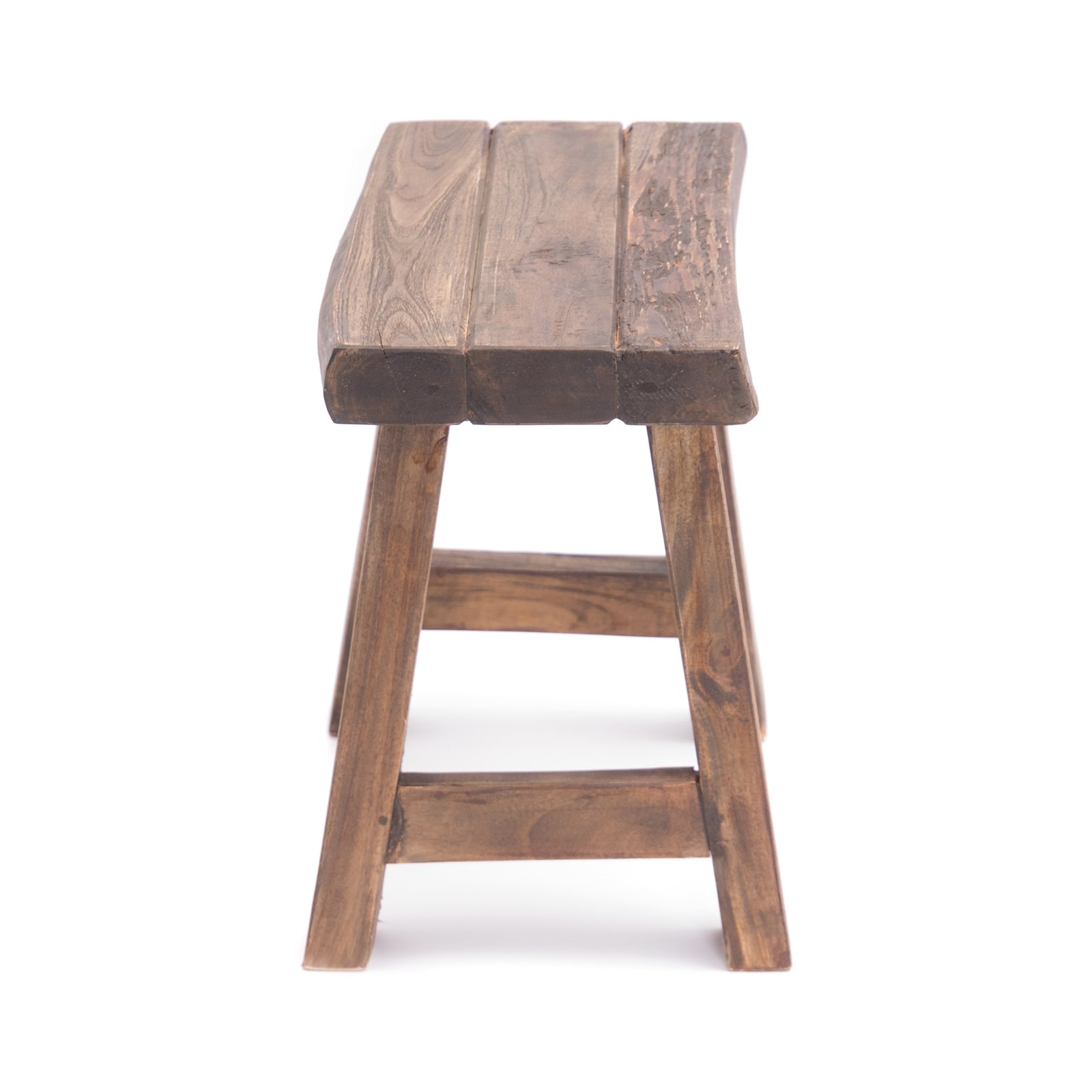 SITZHOCKER "RUSTIC" | 41 cm, Braun, Teak | Holz Hocker