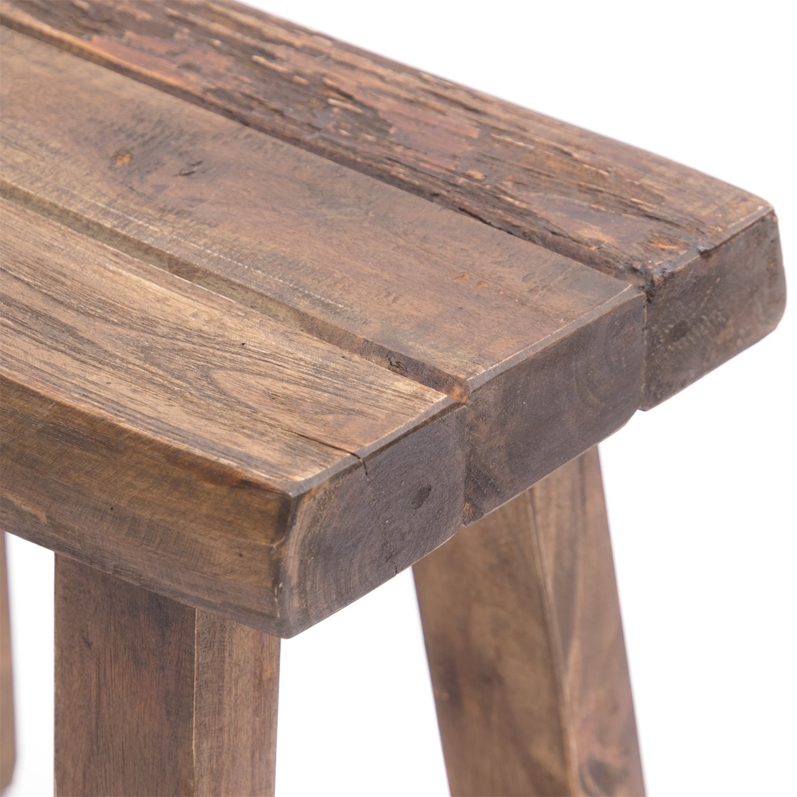 SITZHOCKER "RUSTIC" | 41 cm, Braun, Teak | Holz Hocker