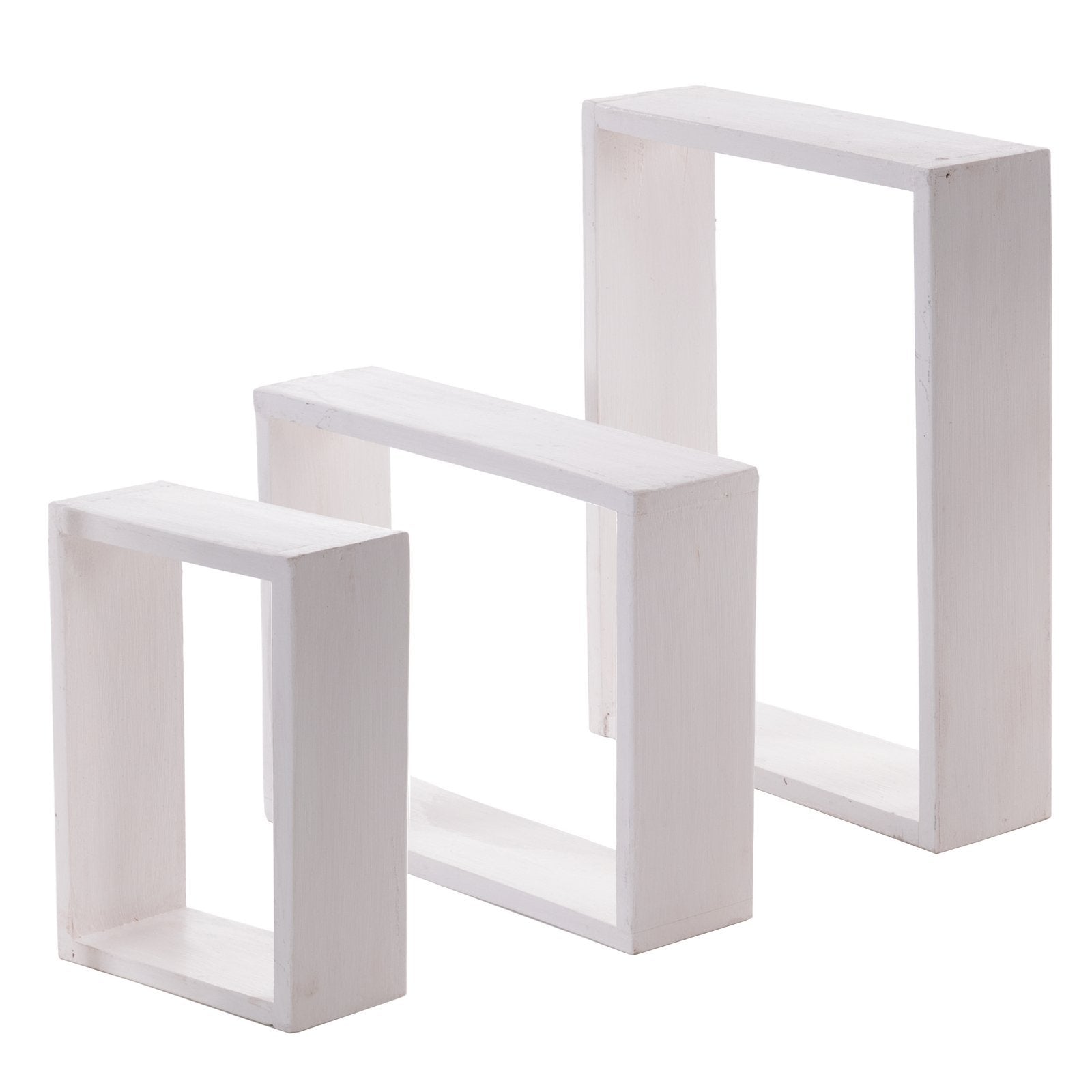 3ER SET DEKO REGALE "CUBEN" | Mahagoni, 3 Größen | Wandregale | Farbe: 06 weiß-landhaus - DESIGN DELIGHTS