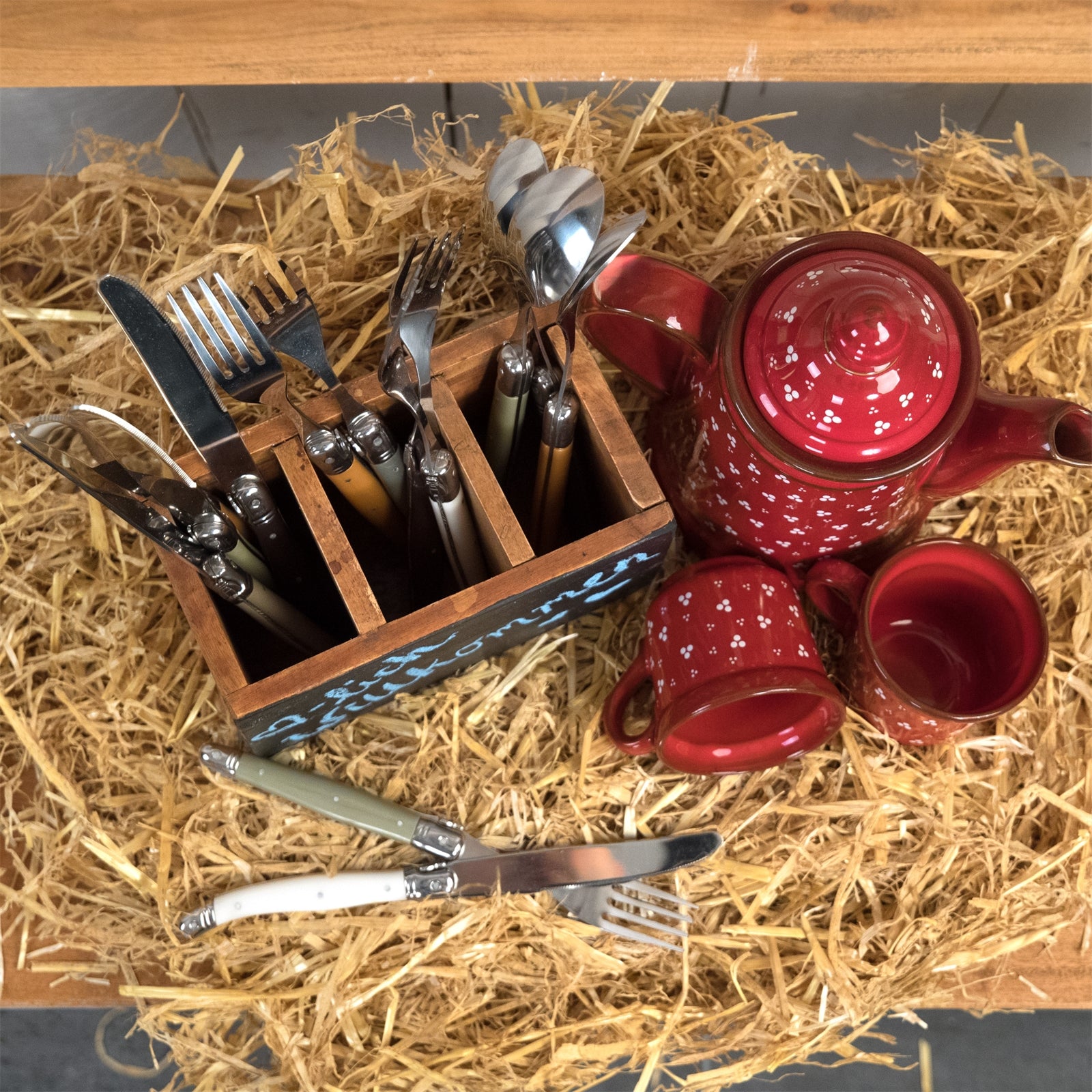 BESTECKKASTEN mit Tafel | Mahagoni Holz, 18 cm | Tischbutler