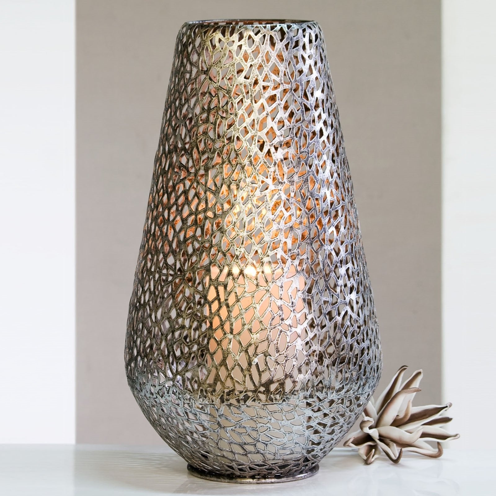 BODENWINDLICHT "PLATA" | 46 cm, Metall | großes Windlicht