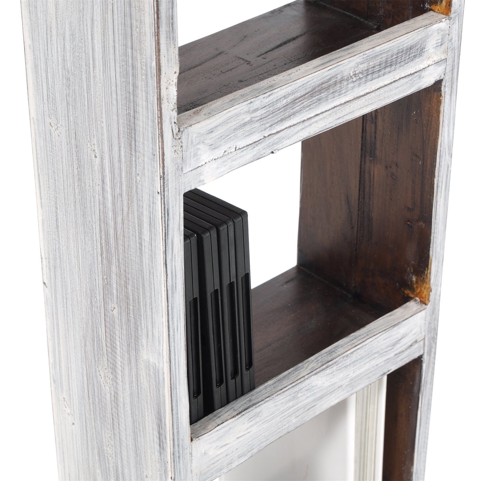 DVD & BÜCHERREGAL "RUSTIC 88" | 88x35x18cm (HxBxT) | Holzregal | Farbe: 05 weiß-natur - DESIGN DELIGHTS