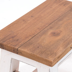 FUSSHOCKER Monte | 30x21cm(BxH), kleiner Holzhocker aus Mahagoni Holz | Farbe: 06 weiß-landhaus - DESIGN DELIGHTS