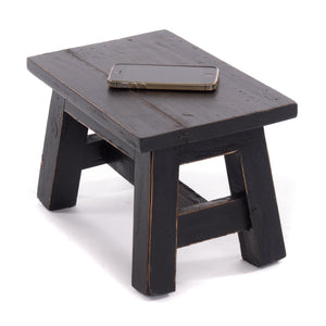 FUSSHOCKER Monte | 30x21cm(BxH), kleiner Holzhocker aus Mahagoni Holz | Farbe: 09 voodoo - schwarz - DESIGN DELIGHTS