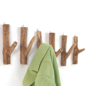 Garderobenhaken 6er Set LIMB | Teakholz Wurzel, Kleiderhaken Wandhaken - DESIGN DELIGHTS