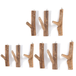 Garderobenhaken 9er Set LIMB | Teakholz Wurzel, Kleiderhaken,Wandhaken - DESIGN DELIGHTS