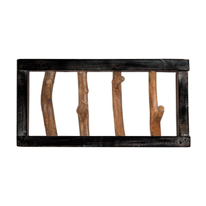 GARDEROBENLEISTE LIMB | 45x23cm(BxH) Treibholz Wandgarderobe mit Ästen | Farbe: 04 schwarz-natur - DESIGN DELIGHTS