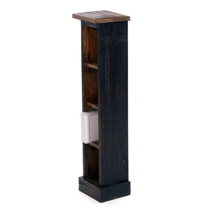 HOLZ CD REGAL "CD TOWER" | 76cm(H), Holzregal, CD Rack mit 4 Fächern | Farbe: 04 schwarz-natur - DESIGN DELIGHTS