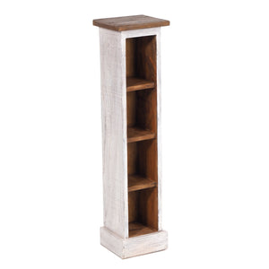 HOLZ CD REGAL "CD TOWER" | 76cm(H), Holzregal, CD Rack mit 4 Fächern | Farbe: 05 weiß-natur - DESIGN DELIGHTS