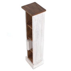 HOLZ CD REGAL "CD TOWER" | 76cm(H), Holzregal, CD Rack mit 4 Fächern | Farbe: 05 weiß-natur - DESIGN DELIGHTS