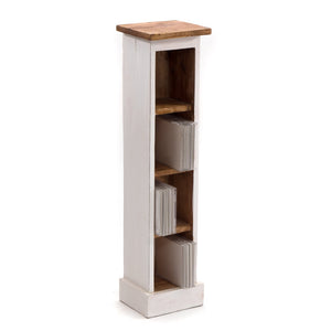 HOLZ CD REGAL "CD TOWER" | 76cm(H), Holzregal, CD Rack mit 4 Fächern | Farbe: 06 weiß-landhaus - DESIGN DELIGHTS