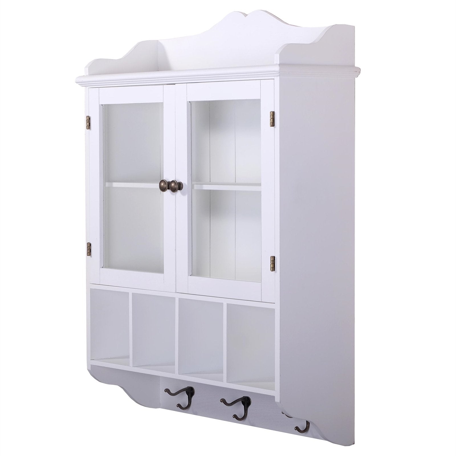 LANDHAUS WANSCHRANK "LOTTA" | weiß, 4 Fächer, Glastüren | Shabby Chic - DESIGN DELIGHTS