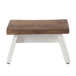 NOSTALGISCHER FUßHOCKER "SCHEMEL" | Mahagoni | Holzhocker | Farbe: 05 weiß-natur - DESIGN DELIGHTS