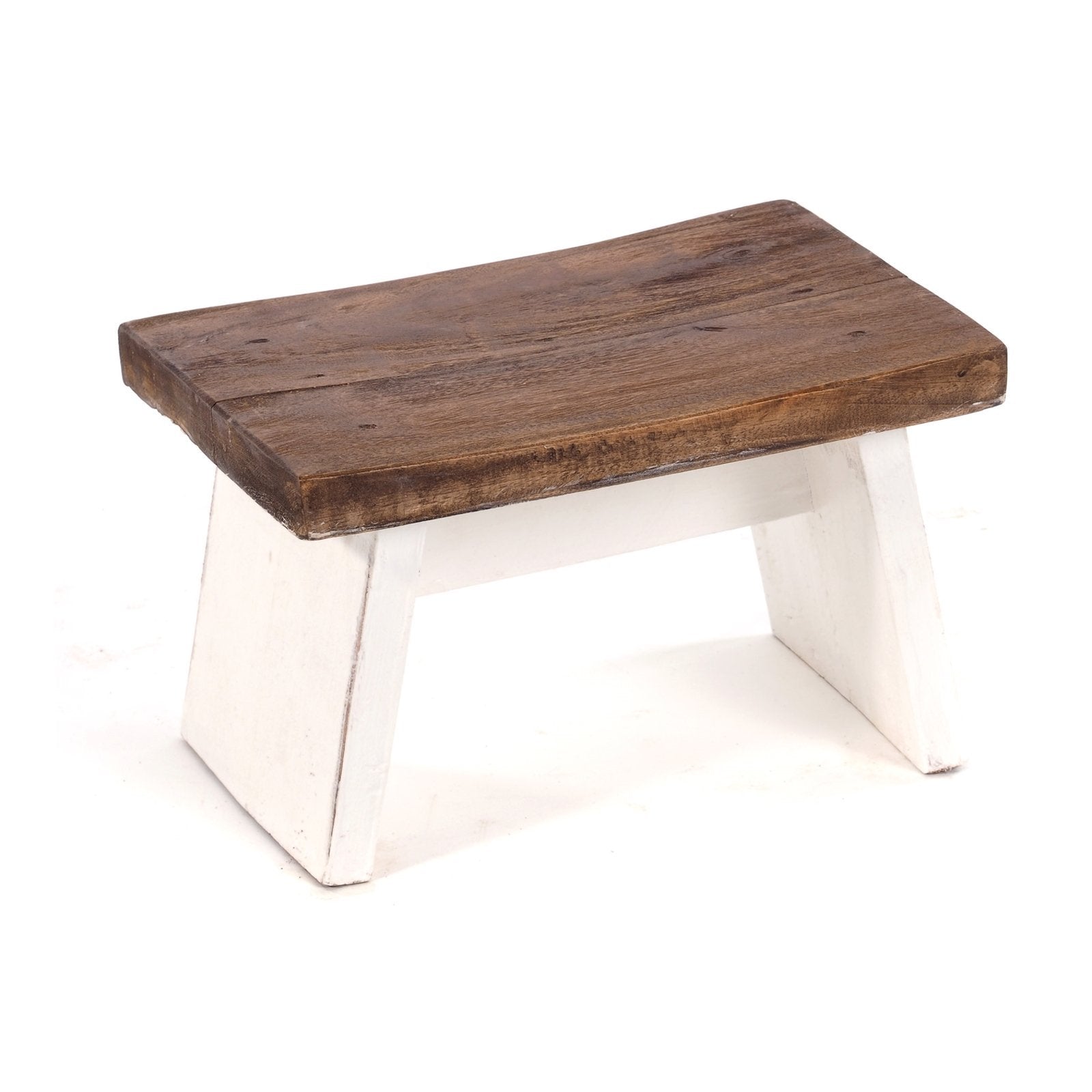 NOSTALGISCHER FUßHOCKER "SCHEMEL" | Mahagoni | Holzhocker | Farbe: 06 weiß-landhaus - DESIGN DELIGHTS