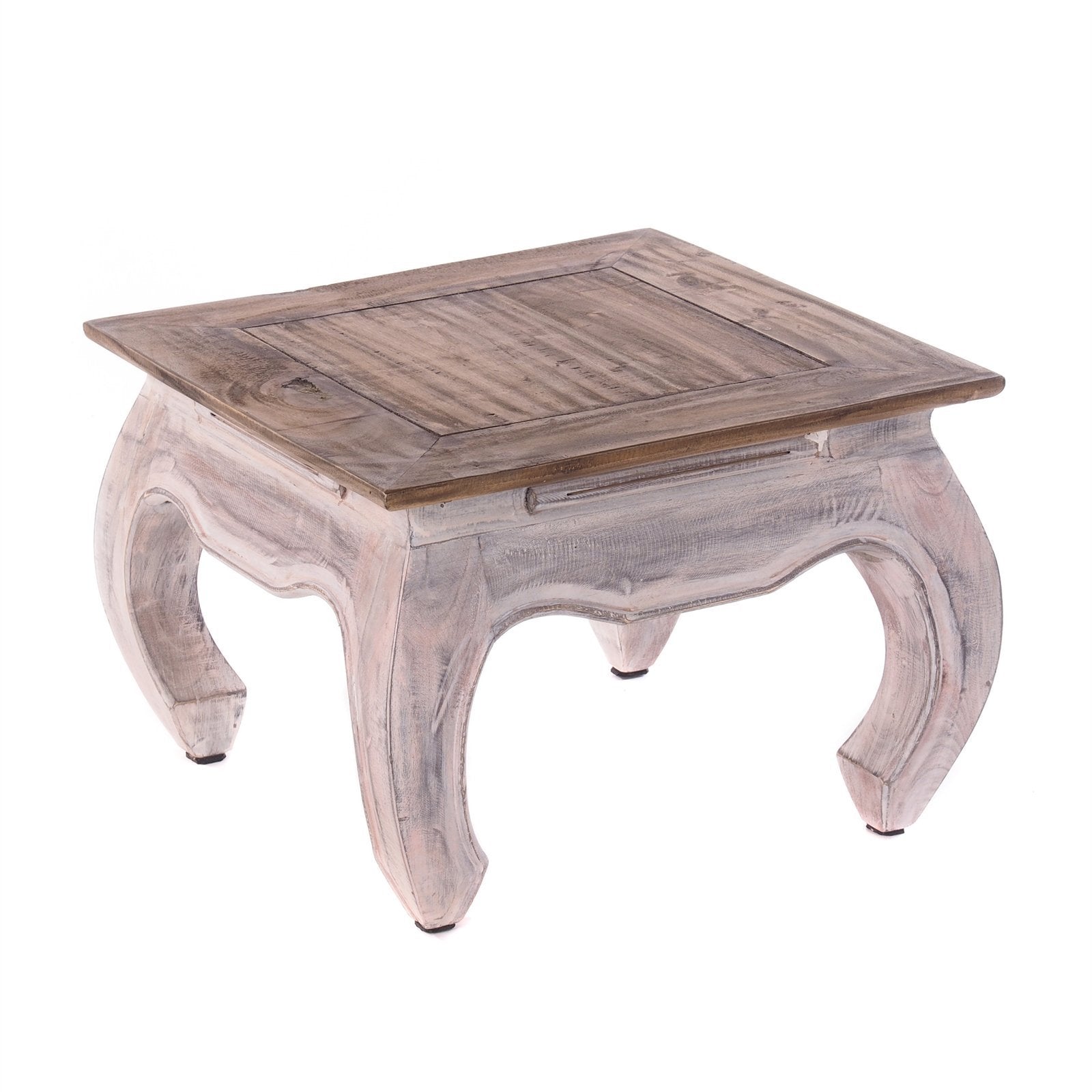 OPIUMTISCH "EAST 50" | 50x50x35cm, Mahagoni | Beistelltisch | Farbe: 05 weiß-natur - DESIGN DELIGHTS