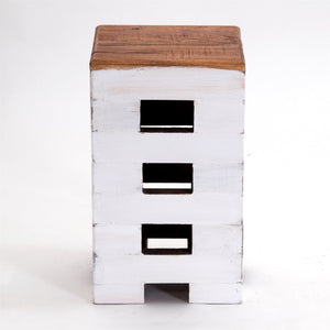 SITZHOCKER "BRICK" | 48x29cm (HxB), Mahagoni | Holzhocker | Farbe: 06 weiß-landhaus - DESIGN DELIGHTS