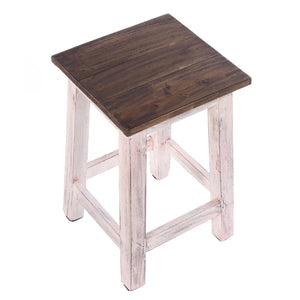 Sitzhocker MADERO | 48x30cm(HxB), Recyclingholz, Holzhocker, Hocker | Farbe: 05 weiß-natur - DESIGN DELIGHTS