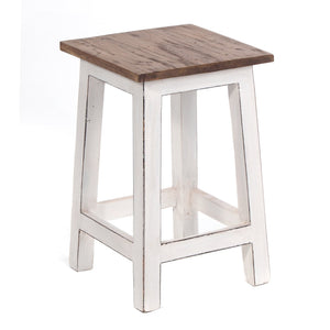 Sitzhocker MADERO | 48x30cm(HxB), Recyclingholz, Holzhocker, Hocker | Farbe: 06 weiß-landhaus - DESIGN DELIGHTS