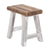 SITZHOCKER "RUSTIC" | 41x42x24cm (HxBxT), Teak | Holzhocker | Farbe: 05 weiß-natur - DESIGN DELIGHTS