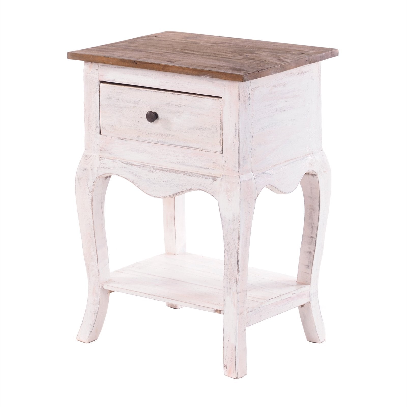 TELEFONTISCH "NAPOLEON" | 64x45x35 cm | Beistelltisch | Farbe: 05 weiß-natur - DESIGN DELIGHTS