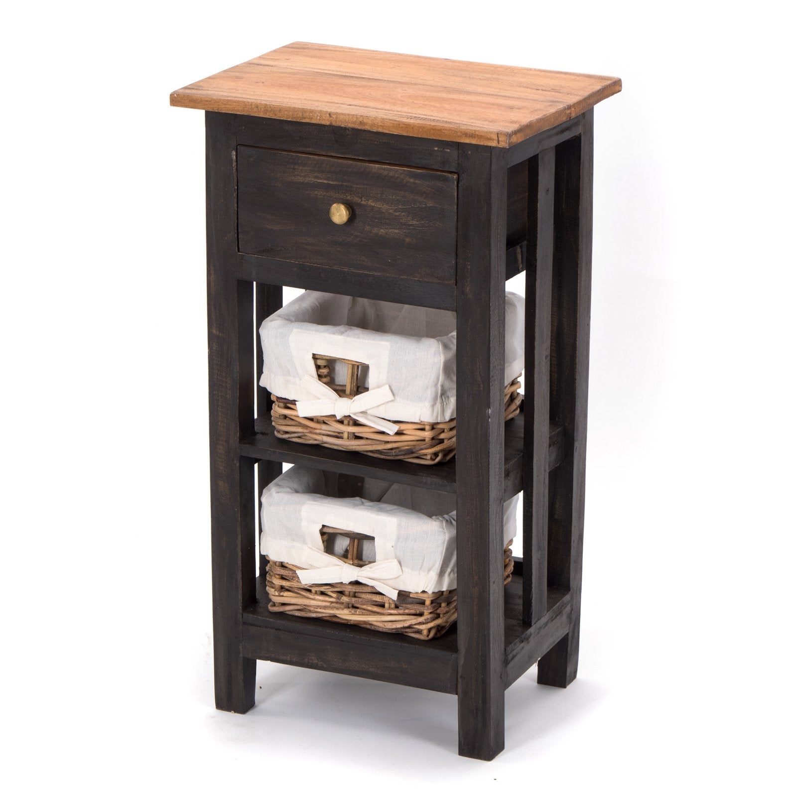 TELEFONTISCH "RATTAN 70" | 70x38x28cm (HxBxT), Mahagoni | Farbe: 04 schwarz-natur - DESIGN DELIGHTS