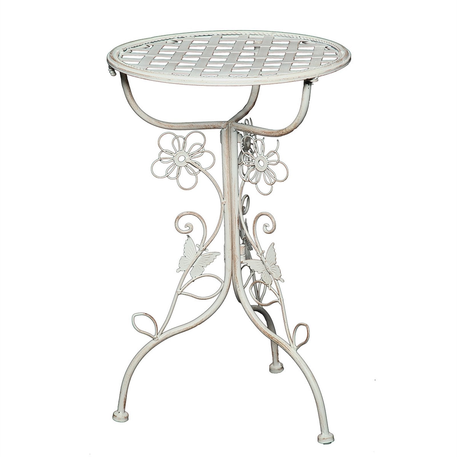 VERSPIELTER BEISTELLTISCH "FLORA" | Eisen, weiß | Gartentisch - DESIGN DELIGHTS