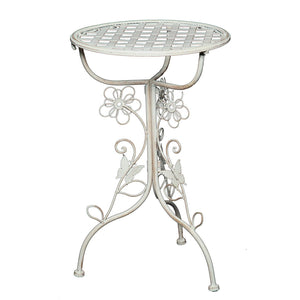 VERSPIELTER BEISTELLTISCH "FLORA" | Eisen, weiß | Gartentisch - DESIGN DELIGHTS