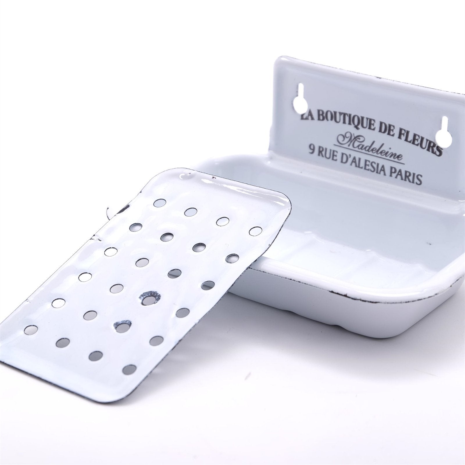 VINTAGE SEIFENSCHALE "MADELEINE" | emailiert, 16cm | zum Aufhängen - DESIGN DELIGHTS
