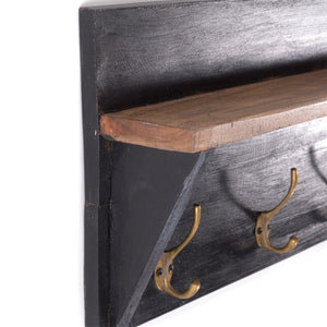 WANDGARDEROBE MIT REGAL "VINTAGE" | 60x26cm (BxH) | Kleiderhaken | Farbe: 10 schwarz - vintage - DESIGN DELIGHTS