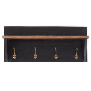 WANDGARDEROBE MIT REGAL "VINTAGE" | 60x26cm (BxH) | Kleiderhaken | Farbe: 10 schwarz - vintage - DESIGN DELIGHTS