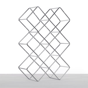 WEINFLASCHENHALTER "CUBE" | Metall, 37,5 cm | Weinregal | Farbe: silber - DESIGN DELIGHTS