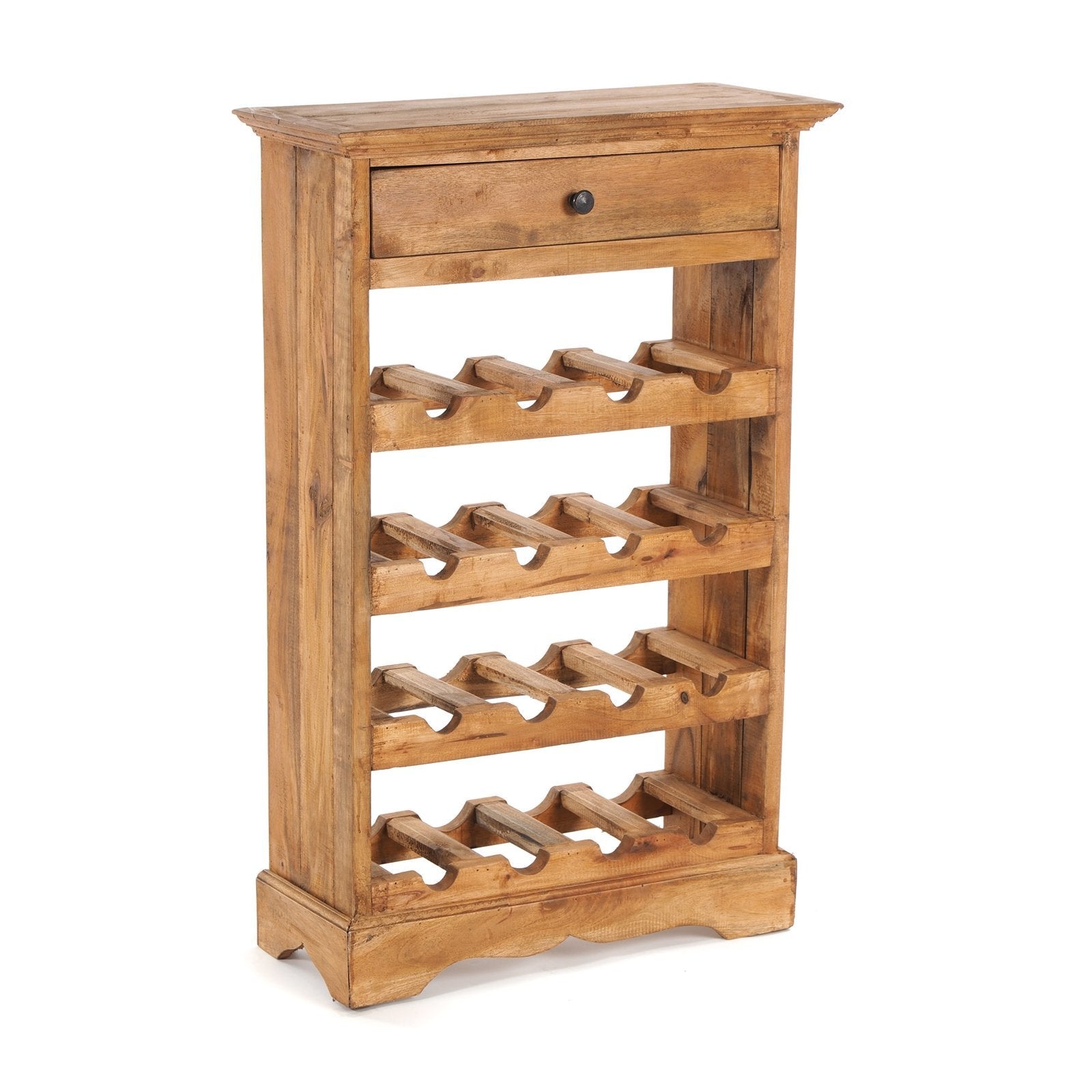 flaschen aufbewahrung liegend WEINREGAL CORTEZ | 85x55cm(HxB) Flaschenregal aus Holz mit Schublade