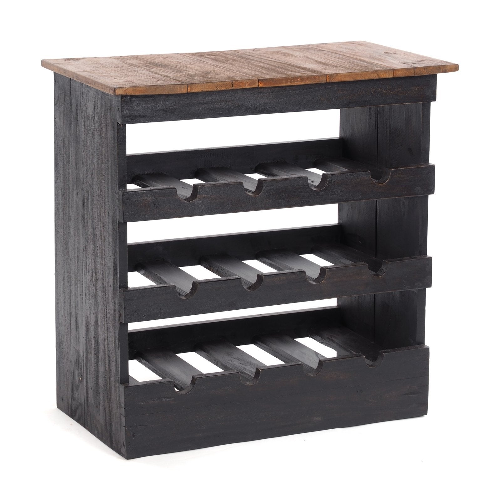 WEINREGAL "RUSTIQUE" | Mahagoni, 70x70x38cm (HxBxT) | Farbe: 04 schwarz-natur - DESIGN DELIGHTS